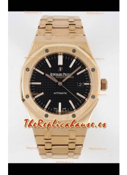 Audemars Piguet Royal Oak 15400 41MM Dial Negro Acero 904L Oro Rosado Movimiento CALIBRE 3120 Reloj Réplica a Espejo 1:1