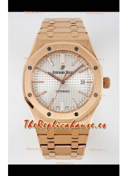 Audemars Piguet Royal Oak 15400 41MM Dial Blanco Acero 904L Oro Rosado Movimiento CALIBRE 3120 Réplica a Espejo 1:1