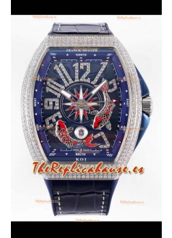 Franck Muller Vanguard KOI V45 YT SC DT AC BL KOI 2 Diamantes Incrustados Reloj Réplica Suizo