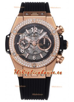 Hublot Big Bang Unico Oro Rosado Diamantes Bisel Calidad a Espejo 1:1 Reloj Réplica Suizo