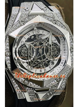 Hublot Big Bang UNICO Sang Bleu II Acero Inoxidable Diamantes Calidad a Espejo 1:1 Reloj Réplica Suizo