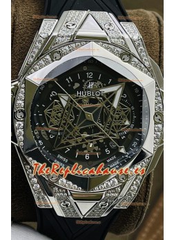Hublot Big Bang UNICO Sang Bleu II Acero Inoxidable Diamantes Calidad a Espejo 1:1 Reloj Réplica Suizo