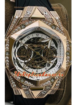 Hublot Big Bang UNICO Sang Bleu II Oro Rosado Diamantes Calidad a Espejo 1:1 Reloj Réplica Suizo