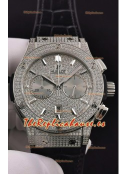 Hublot Classic Fusion Chronograph Acero Diamantes Dial y Caja Reloj Réplica a Espejo 1:1