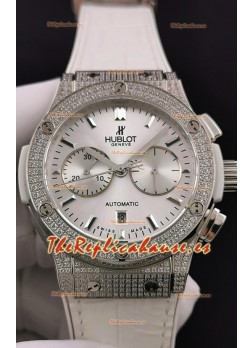 Hublot Classic Fusion Chronograph Caja Acero Diamantes Dial Acero Reloj Réplica a Espejo 1:1