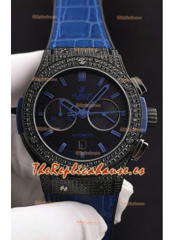 Hublot Classic Fusion Chronograph DLC Caja Diamantes Dial Acero Reloj Réplica a Espejo 1:1