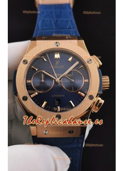 Hublot Classic Fusion Chronograph Caja Oro Rosado Dial Azul Reloj Réplica a Espejo