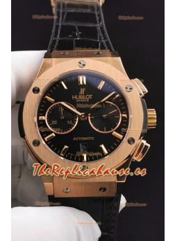 Hublot Classic Fusion Chronograph Caja Oro Rosado Dial Negro Reloj Réplica a Espejo 1:1