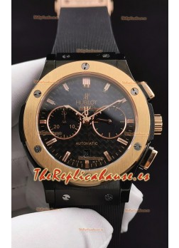 Hublot Classic Fusion Chronograph Bisel de Cerámica Oro Amarillo Dial de Carbon Reloj Réplica a Espejo 1:1