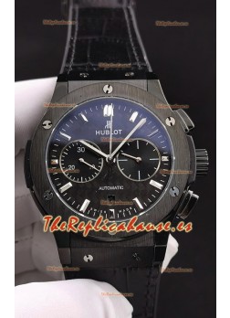 Hublot Classic Fusion Chronograph Bisel y Caja de Cerámica Dial Carbono Reloj Réplica a Espejo 1:1