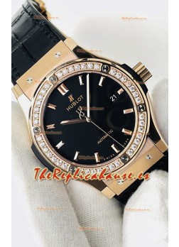 Hublot Classic Fusion Oro Rosado Dial Negro Reloj Réplica Suizo Calidad Espejo 1:1