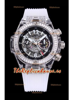 Hublot Big Bang Unico Caja Plexiglass 1:1 Calidad a Espejo 1:1 Reloj Réplica Suizo Correa Blanca