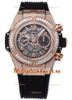 Hublot Big Bang Unico Caja Oro Rosado Diamantes Calidad a Espejo 1:1 Reloj Réplica Suizo