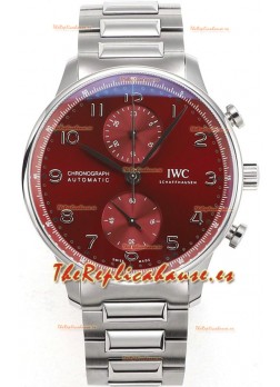 IWC Portuguese Chronograph Reloj Réplica Suizo en Caja de Acero Dial Granate - Edición Réplica a Espejo 1:1