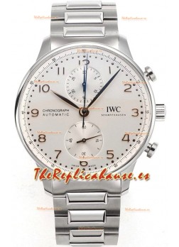 IWC Portuguese Chronograph Reloj Réplica Suizo en Caja de Acero Dial Blanco - Edición Réplica a Espejo 1:1