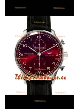IWC Portuguese Chronograph Reloj Réplica Suizo en Caja de Acero Dial Granate - Edición Réplica a Espejo 1:1