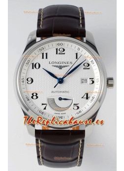 Longines Master Collection Automatic Reserva de Energía Dial Blanco Reloj Réplica Suizo Correa de Piel
