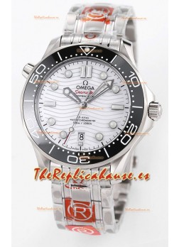 Omega Seamaster 300M Master Chronometer Reloj Suizo Blanco Acero 904L Reloj Réplica a Espejo 1:1
