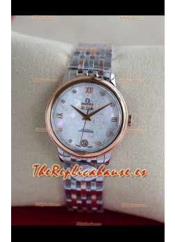 Omega De Ville Edition Reloj Suizo Automático en Dos Tonos Oro Rosado Dial Blanco 