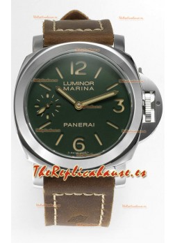 Panerai Luminor Marina 8 Days PAM00911 Dial Verde Calidad Espejo 1:1 - Acero 904L en Correa de Piel