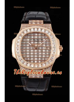 Patek Philippe Nautilus 5711/R Reloj Réplica Suizo a Espejo 1:1 Oro Rosado Caja Diamantes