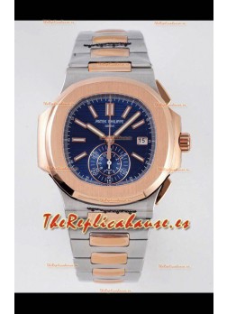 Patek Philippe Nautilus 5980/1AR-001 Oro Rosado Caja Acero 904L Dos Tonos Dial Azul - Réplica a Espejo 1:1