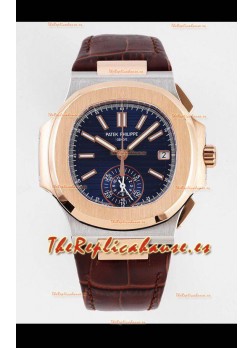 Patek Philippe Nautilus 5980/1R-001 Oro Rosado Dos Tonos Caja Acero 904L en Dial Azul - Réplica Espejo 1:1