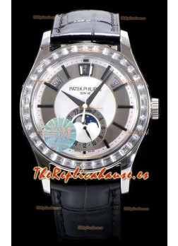 Patek Philippe 5205-001 Complications Fase Lunar Dial Gris Claro Reloj Réplica Suizo a Espejo 1:1