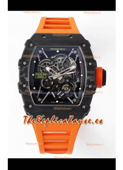 Richard Mille RM35-01 Rafael Nadal Caja Fibra de Carbono con Genuino Tourbillon Reloj Super Clon