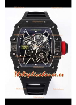 Richard Mille RM35-01 Rafael Nadal Caja Fibra de Carbono con Genuino Tourbillon Reloj Super Clon