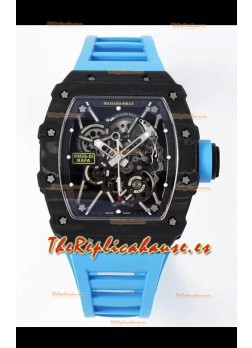 Richard Mille RM35-01 Rafael Nadal Caja Fibra de Carbono con Genuino Tourbillon Reloj Super Clon