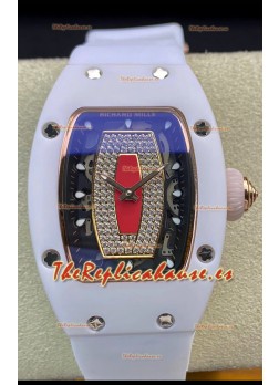 Richard Mille RM-07-01 Dial Diamantes Céramica Blanca Ladies Reloj Rélica Suizo 1:1