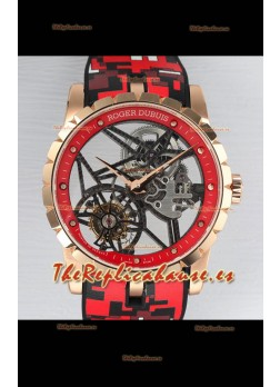 Roger Dubuis Excalibur Spider Flying Tourbillon Skeleton Caja Oro Rosado 42MM Reloj Réplica Suizo a Espejo 1:1