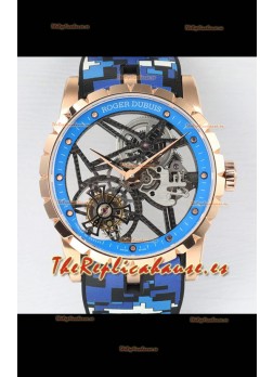 Roger Dubuis Excalibur Spider Flying Tourbillon Skeleton Caja Oro Rosado 42MM Reloj Réplica Suizo a Espejo 1:1