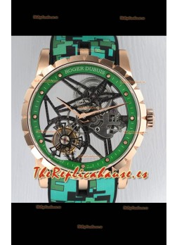 Roger Dubuis Excalibur Spider Flying Tourbillon Skeleton Caja Oro Rosado 42MM Reloj Réplica Suizo a Espejo 1:1