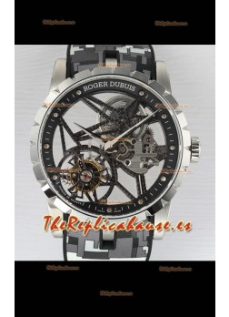Roger Dubuis Excalibur Spider Flying Tourbillon Skeleton Caja Acero 42MM Reloj Réplica Suizo a Espejo 1:1