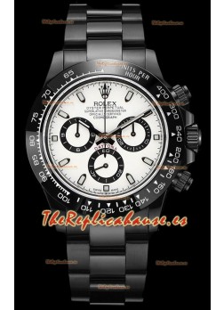 Rolex Daytona Blaken Réplica Suiza a Espejo 1:1 Dial Blanco Movimiento Cal.4130 (CON CAJA) 