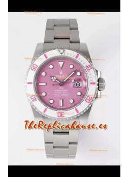 Rolex Submariner DiW Caja Acero Inoxidable Bisel Blanco Reloj Edición Cerámica Dial Rosado