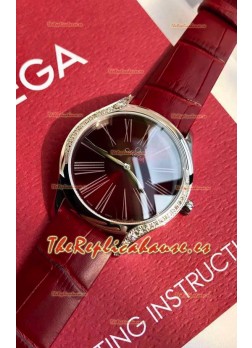 Omega De Ville Tresor Edition Reloj Cuarto Suizo 36MM Caja de Acero Dial Rojo