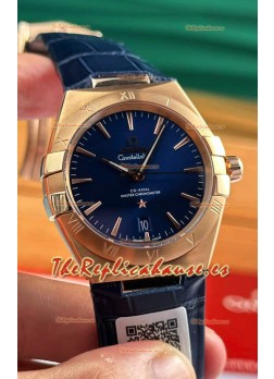Omega Co-Axial Constellation 39MM Azul Oro Rosado Reloj Réplica Espejo 1:1
