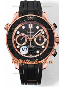 Omega Seamaster Co-Axial Master Chronograph Dial Oro Rosado Negro 44MM Réplica Espejo 1:1