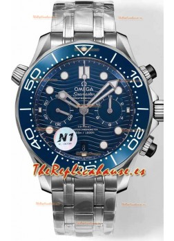 Omega Seamaster Co-Axial Master Chronograph Dial Acero Inoxidable Azul 44MM Réplica Espejo 1:1