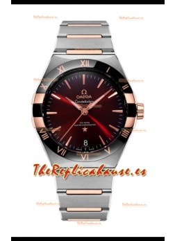 Omega Co-Axial Constellation Dial de Dos Tonos Negro Burgundy Réplica Espejo 1:1 41MM