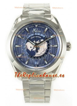 Omega Aqua Terra 150M Wolrd Timer 24 Summer Dial Azul Acero 904L Réplica Espejo 1:1 41MM 
