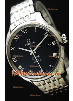 Omega De-Ville Annual Calendar Reloj Réplica Suizo a espejo 1:1 Correa de Acero Edición Dial Negro