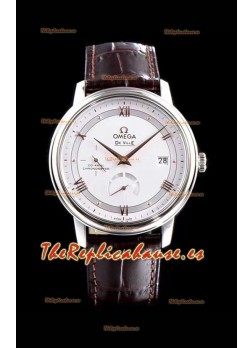 Omega De Ville Prestige Power Reserve Reloj Réplica Suizo a Espejo 1:1 Acero 904L Dial Blanco