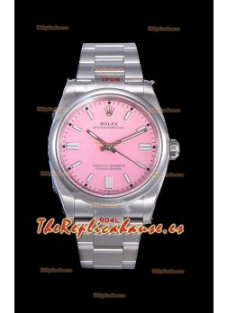 Rolex Oyster Perpetual REF#124300 41MM Movimiento Cal.3230 Réplica Suizo Dial Rosado Acero 904L Reloj Réplica a Espejo 1:1