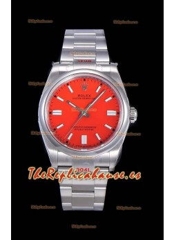 Rolex Oyster Perpetual REF#124300 41MM Movimiento Cal.3230 Réplica Suizo Dial Rojo Acero 904L Reloj Réplica a Espejo 1:1
