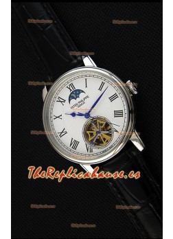 Patek Philippe Japanese MoonPhase Tourbillon Reloj Réplica Dial Blanco