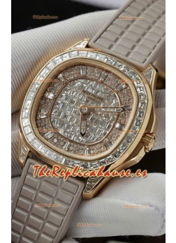 Patek Philippe Aquanaut 5062/450R-001 Oro Rosado Pavimentado de Diamantes Reloj Réplica Suiza 